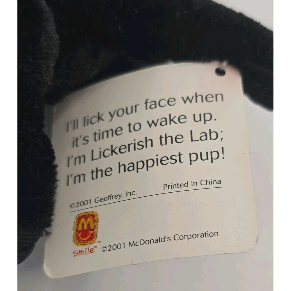 2001 McDonalds Toys R Us Animal Alley Lickerish Black Lab Dog W/Tags Mini PB82